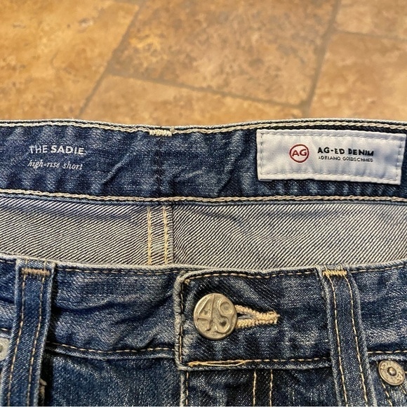 AG Women Blue The Sadie High-Rise Ripped Raw Hem Jean Shorts Size 27R - Picture 4 of 9